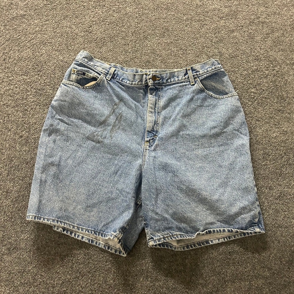 Lee Denim Shorts Womens Size 24W Light Wash High Waisted Cotton Casual Stained